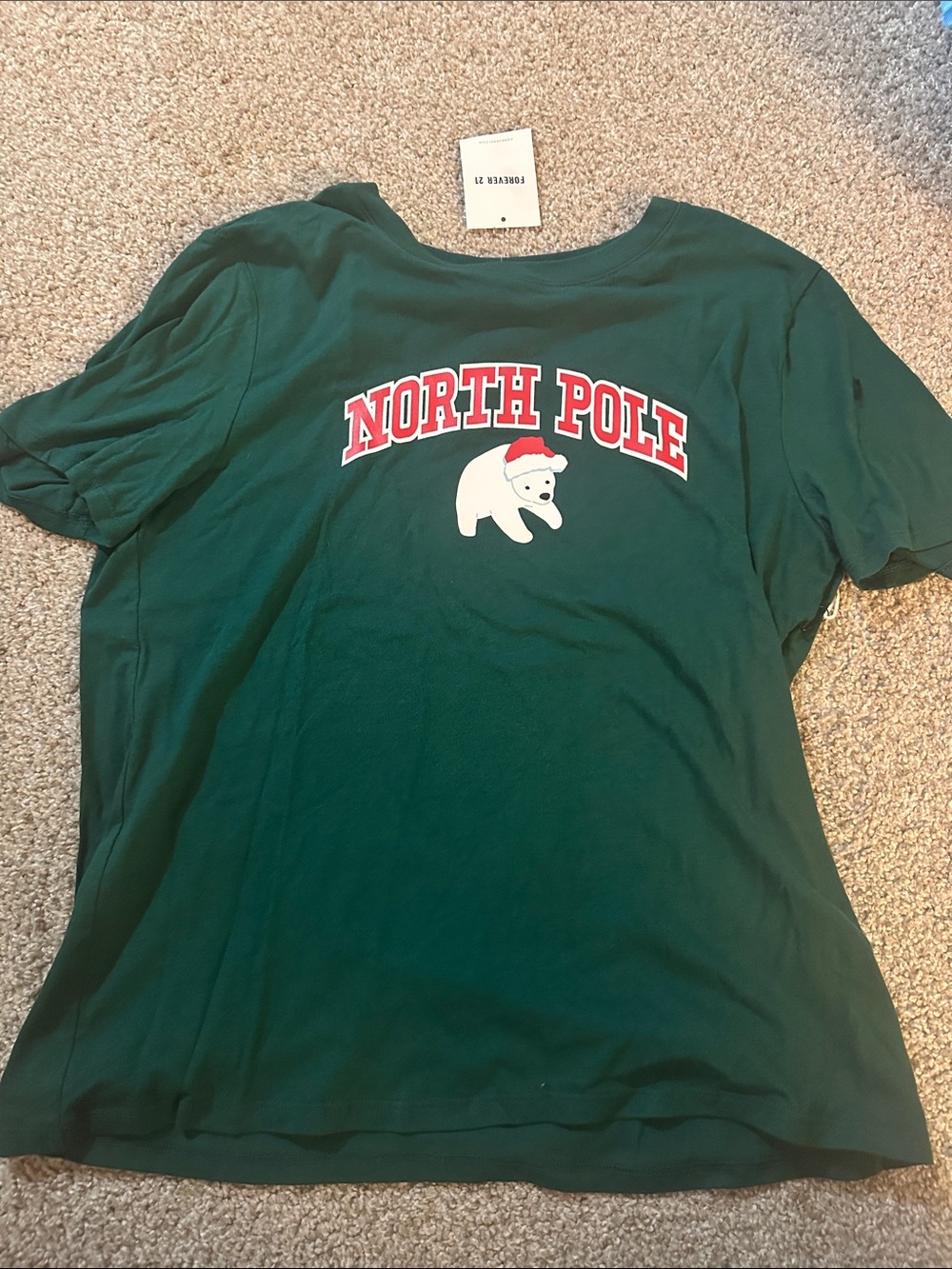 Green "North Pole" Polar Bear Graphic Tee